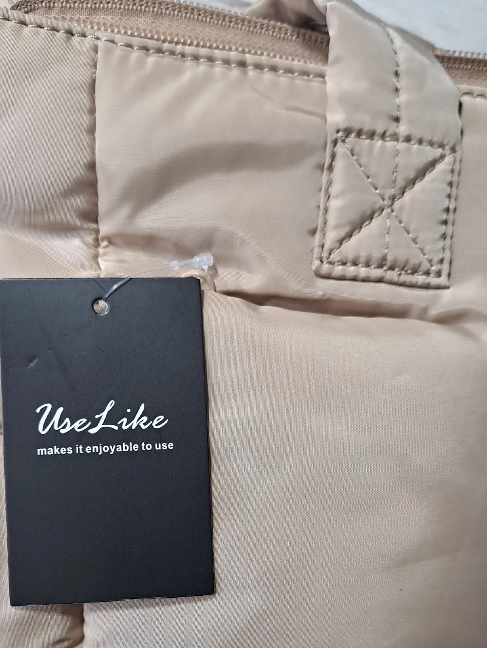 Quilted Beige Tote Laptop Travel Bag